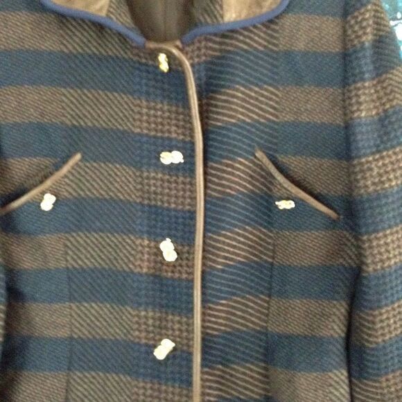 Beatrice Di Borbone Roma Striped Wool Blazer Jacket Medium - Picture 5 of 9